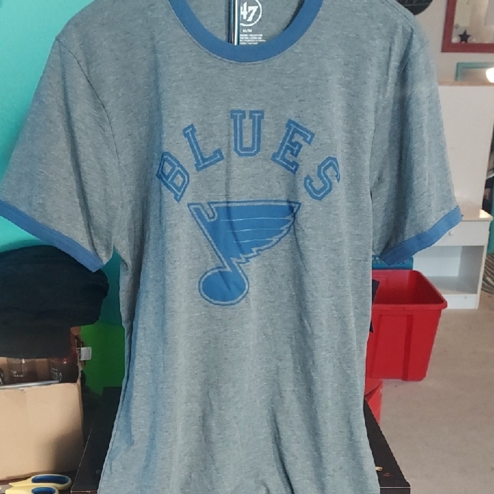 47 Brand Blue and Gray T-Shirt St Louis Blues Mens Med